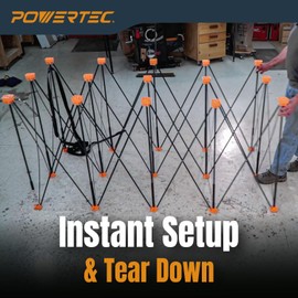 POWERTEC Arachni Flex Workstation 2x4ft Portable & Collapsible Workstand - Heavy Duty Folding Work Table Base, 2500 lbs Capacity 36 Inch Work Height, No Assembly Mobile Workbench w/Carry Strap(71926V)