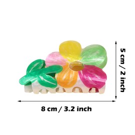 Flower Shape Hair Claw Clip Colorful Floral Non-Slip Hair Accessories 3.2" X 2" for Thin Hair Women Girls, Mixed Color
