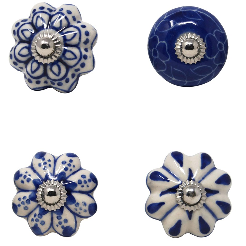 Ajuny Set of 25 Ceramic Knobs Colorful Blue for Kitchen