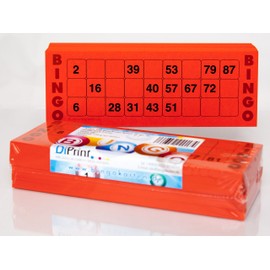 DiPrint 200 large printed Bingo cards for seniors system 15 from 90 red
