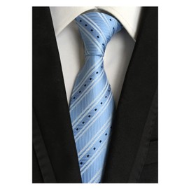Ctskyte - Corbata clásica para hombre, tela jacquard de rayas delgadas, para negocios, fiesta formal, Azul (Baby Blue White), Talla única