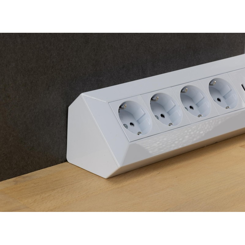 ChiliTec Steckdosenblock Ecksteckdose 4-Fach Mehrfachsteckdose mit USB-A USB-C PD für