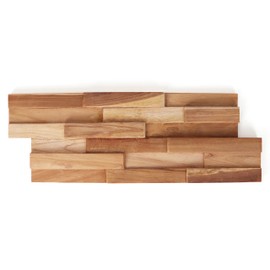 Stone Ten Teak 3D Wall Panels - Teak Wood Planks - Boho Wood Panels for Wall - Decorative Wall Panels - Teak Accent Wall Panels - Teak Wall Paneling - Backsplash Shiplap Boards (24, Natural)