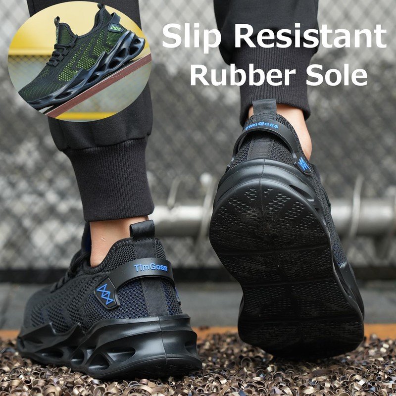 MandyQ Safety Shoes for Men Steel Toe Work Shoes Slip