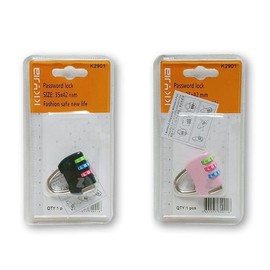 Combination Padlock with Hasp Shackle for Lockers - Dial Type K2901 (Random) 3ea