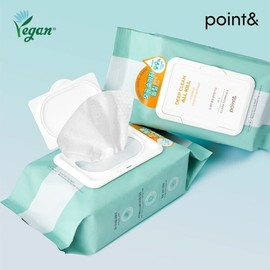 포인트앤 point 비건 저자극 딥클린 올킬 클렌징 티슈 80매 X 2개 Point & Point Vegan Mild Deep Clean All Kill Cleansing Wipes 80 Sheets X 2 Packs