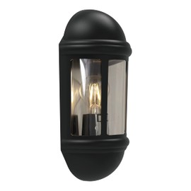 4lite Outdoor Half Wall Lantern (Black) IP65 Rated Exterior Wall Lamp - 4L2/3410-4Yr Guarantee