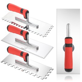 4 PcsTile Tools Stainless Steel Square Notched Trowel Set (Notch Size: 5/32" & 5/16" & 1/2") Masonry Hand Kit for Wall Floor Tiling Installation