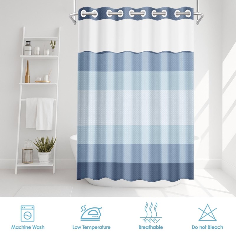 Nesphy No Hook Shower Curtain with Snap in Fabric Liner
