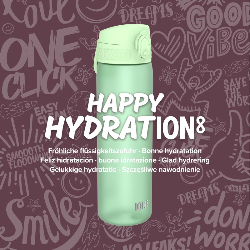 Ion8 Leak Proof Slim Water Bottle, Surf Green, 500 ml
