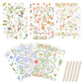 CRAFFANCY 12 Sheets Rub On Transfer Sticker, Flower Stickers Plant Stickers Decoration Stickers for Scrapbook Diary Planner Album Journals DIY Arts and Crafts