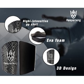 Keeperking Shin Pads Football for Adults Youth Children Football Socks Shin Guard Men Boys Girls Football with Padded Ankle Protection Equipment (S, Black)