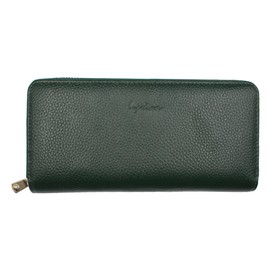 Lupilina Multi-functional Cowhide Leather Long Wallet, Women's, Popular, Large Capacity, Receipt, Neat, Genuine Leather, Zip Around Wallet, Box Shaped Coin Purse, green (moss green)