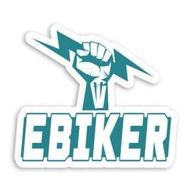 2 x 10cm E-Biker Lightning Bolt Vinyl Stickers - Teal MTB Mountain Bike Bolt Electric Sticker #70808