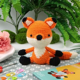 AURAFUL Crochet Kit for Beginners, Easy Crochet Starter Kit with Step-by-Step Video Tutorials, Complete DIY Crochet Kits Animals for Adults, CP3HL