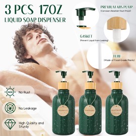 XLHOMO Green Bathroom Set 17PCS Bathroom Set with Bathroom Trash Can 3PCS Lotion Soap Dispenser,Bathroom Accessories Set Green Bathroom Sets for Bathroom Decor