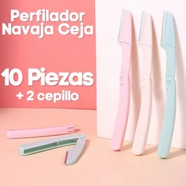 10 Perfiladores Plegables Faciales Navaja Para Ceja Rostro Bigote Colores Pasteles  2 Brocha Diagonal Ceja Maquillaje Brochas