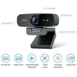 VIOFO 4K UHD Webcam, Ultra Webcam with Microphone speaker, Computer Streaming Web Camera, USB mini Webcams for MAC Desktop Laptop PC Video Calling Recording Gaming Conferencing, Zoom Skype FaceTime