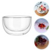 Cabilock 2 Pcs Double Glass Bowl Salad Serving Utensils Clear