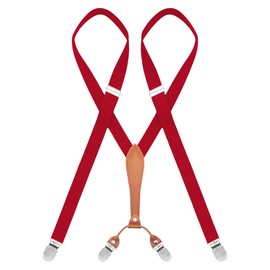 AYOSUSH Adjustable Suspenders for Women Red with 4 Metal Clip Skinny Thin Braces