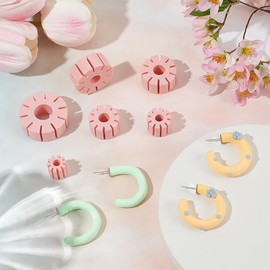 UNICRAFTALE 6 Pieces 6 Sizes Polymer Clay Ring Guide Flat Round Polymer Clay Cookie Cutter Pink Ring Earring Maker Instructions Polymer Clay Tool for Making Polymer Clay Jewellery Polymer Clay