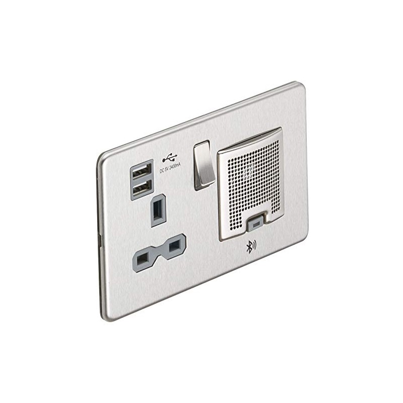 Knightsbridge SFR9905BCG Screwless Socket with 2.4 A USB Chargers and