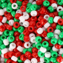 Christmas Pony Beads for Bracelets Making Kit, (1200Pcs 6x9mm) Kandi Beads, Hair Beads for Braids, Craft Beads for Jewelry Making