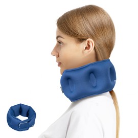 YEEKORO Inflatable Neck Pillow, Travel Pillow for Airplane, Traveling, Office, and Car, Chin Support Neck Relief - Airplane Travel Essentials（Blue