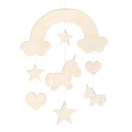 Pebaro 848/6 Mobile Unicorn Wooden Kit, 3D Puzzle, Model Kit, Craft with Wood, Wooden Puzzle, Pre-Cut Wooden Board, Includes Emery Paper, Break Out, Put Together, Ready, Gift Idea