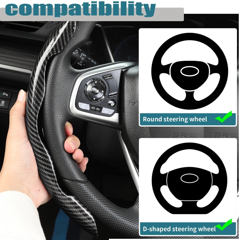 GIANT PANDA Carbon Fibre Pattern 3 Piece Steering Wheel Cover