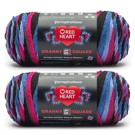 Generic Red Heart All in One Granny Square Black -Hyper Violet Yarn - 2 Pack of 250g/8.8oz - 100% Acrylic - #4 Worsted (Medium) - 381m/417Yards - for Knitting, Crochet and Amigurumi