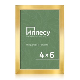 Annecy 4x6 Picture Frame Gold（1 Pack）, 4x6 Picture Frame for Wall or Desktop Decoration, Classic Gold Minimalist Style Suitable for Decorating Houses, Offices, Hotels