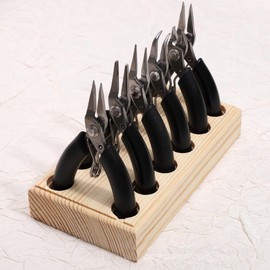 1Pc Rectangle Wooden Pliers Storage Block with 12 Holes Plier Organizer Base Holder Storage Rack Stand