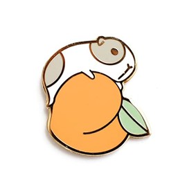 Noristudio Gray and white Guinea pig with peach enamel pin with gold plating