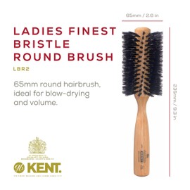 Kent LBR2 Finest Hair Brushes for Women Blow Dry Brush Made of Beechwood - Spiral Radial Boar Bristle Hairbrush for Short or Shaped Hair - Royal Salon Style Straightening Pure Wood Brush from Kent