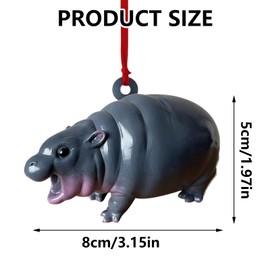 QIYUDA Moo Deng Hippo Ornaments, Pygmy 3D Hippopotamus Keychain, Resin Ornament