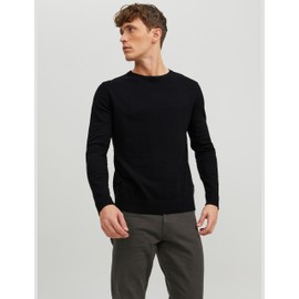 JACK & JONES Men's Jjeemil Knit Crew Neck Noos, black, l