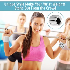 MESUADESI Wrist Weights Set of 2, Wearable Wrist Ankle Weights for Women & Men, Silicone Weighted Bangles Adjustable Arm and Leg Weights for Walking Yoga Pilates Running Dance Gym 2lb（Grey）