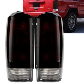 1 Pair Red Smoked Lens Tail Lights Compatible with 97-01 Jeep Cherokee Taillights Rear Brake Lamp Driver and Passenger Side 1997 1998 1999 2000 2001
