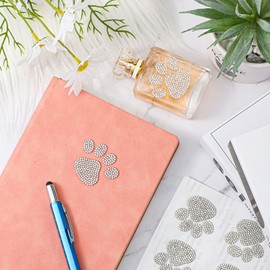 16 Pieces Car Paw Stickers Bling Crystal Paw Stickers Rhinestone Paw Decals Dog Paw Print Car Stickers Bling Car Accessories for Car Bumper Window Laptops Decoration, 2 Sizes (White)