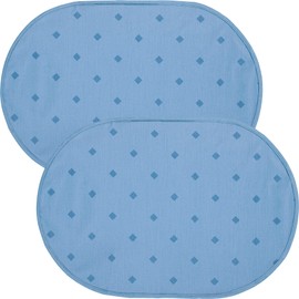 Erwin Müller Washable Place Mat Set of 2 Neuss in Diamond Design Blue Oval Size 35 x 50 cm Acrylic Sealed Fabric for Easy Wiping (Other Colours)