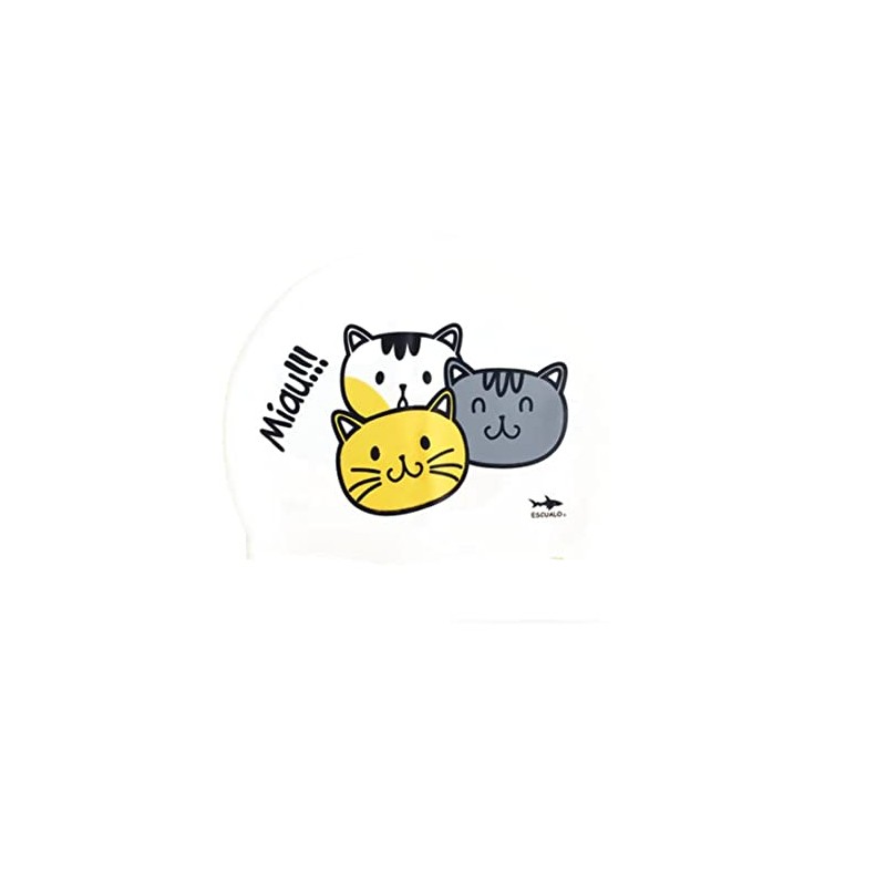 escualo Gorra Natacion Modelo Gatitos, blanco, adulto