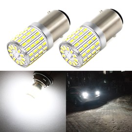 PHINLION 1157 LED White Light Bulbs, 2000 Lumens Super Bright 3014 72-SMD 2357 7528 BAY15D 2057 LED Bulb for Back Up Reverse DRL Brake Stop Tail Lights, 6000K White, Pack of 2