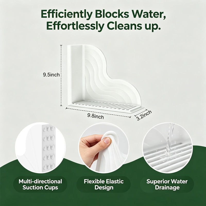 HJUHBDJ 2 Pc All-Silicone Shower Splash Guard with Suction Cups,