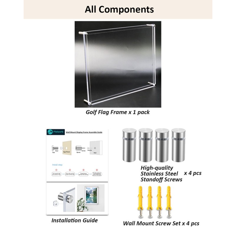 Double-Sided Clear Acrylic Golf Flag Frame, 15x19 Floating Shadow Box