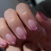 IQXGE Ombre Acrylic Press on Nails Short Almond Acrylic Nails