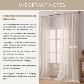 WAZZIO Boho Lace Curtains with Tassel,Vintage Geometric Neutral Curtains 63 inch Length 2 Panel Rod Pocket Crochet Privcy Curtain let Light in Beige Sheer Boho Sheers for Bedroom Living Room,Cream