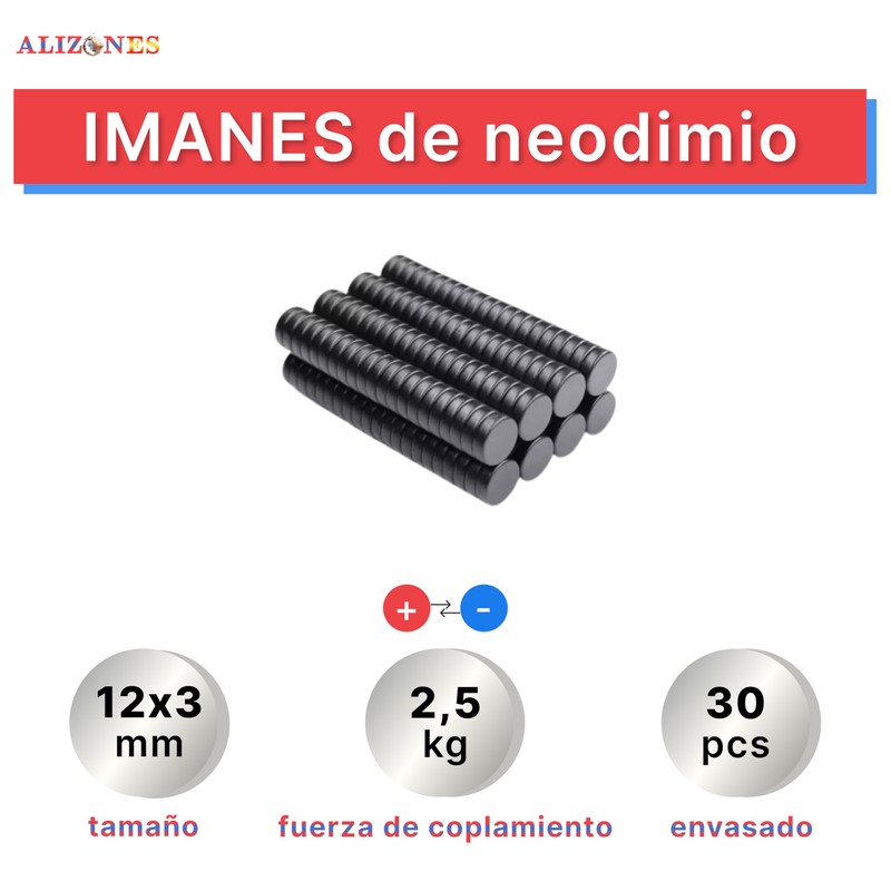 Alizones Neodymium Magnets Black 12x3mm Pack of 30 Super Strong