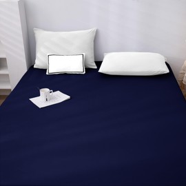 NAFAY LIVING Fitted sheet-Plain Dyed Ultra Soft Microfiber Bedding Sheet Set 25cm Deep- Non-Iron, Wrinkle Free & Breathable Bed Sheet (Navy blue, Single)