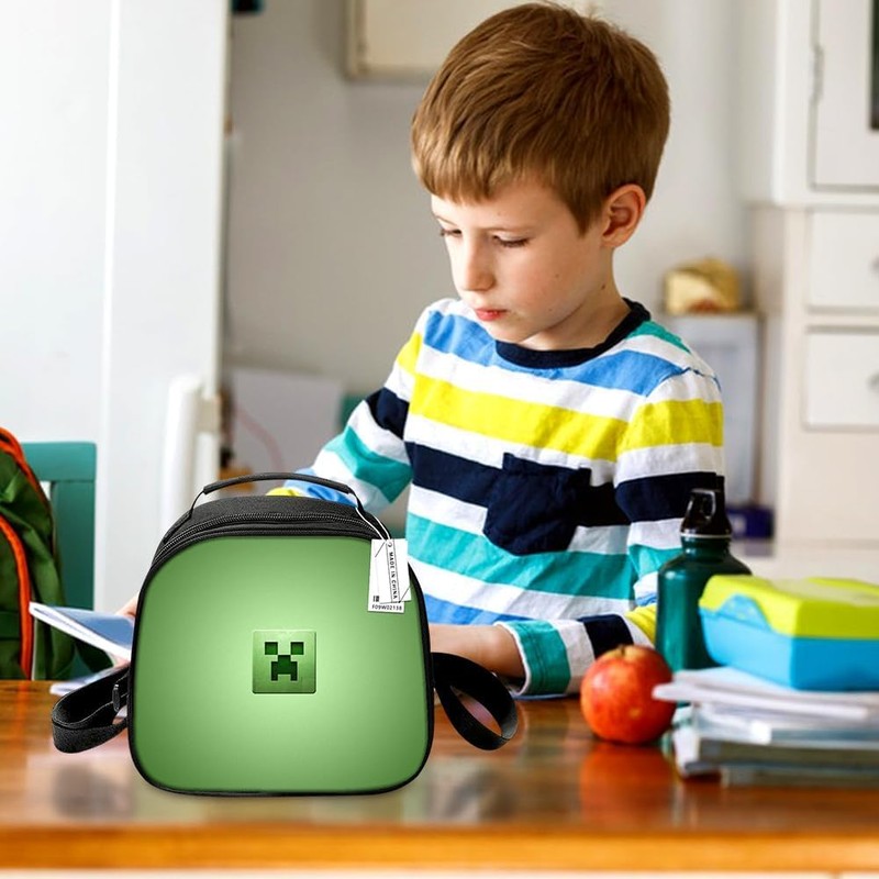 MIFKLMV Kids Lunch Bag, Video Game Creeper Lunch Box, Insulated